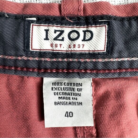 Izod Men’s Cotton Shorts Flat Front Muted Pink Golf Preppy Casual SZ 40 - Picture 10 of 12